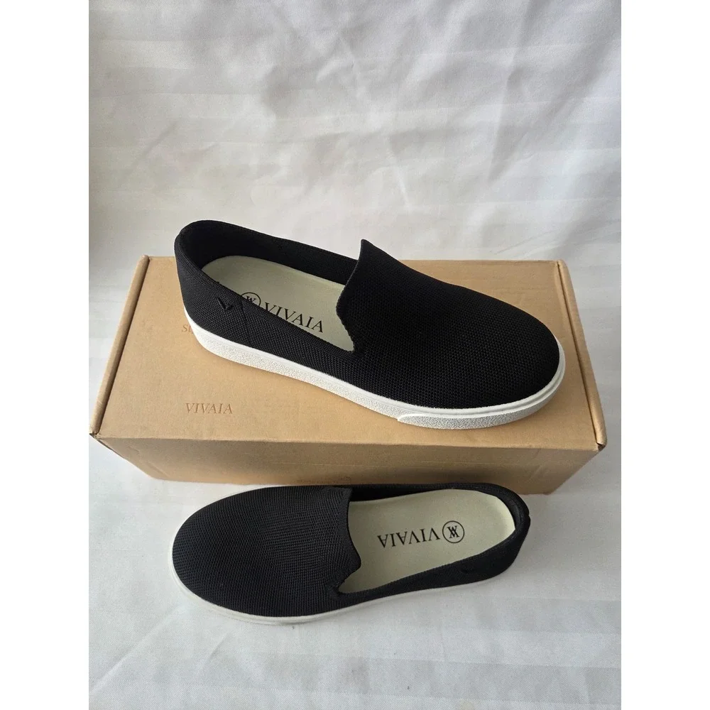 Vivaia Black Knit Slip On Sneakers Womens Sustainable Loafers‎ Size US 7